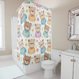 Cortina Para Box Urso de pelúcia e flores