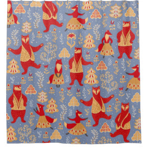 Cortina Para Box Ursos dançarinos e raposas num marinheiro florest