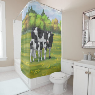 Cortina Para Box Vaca Holstein e Vitelo Fresco na Pastagem de Verã
