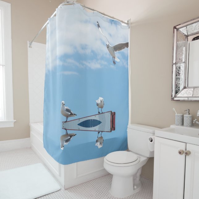 Cortina Para Box Vazamento Sentado Vísceras Aves Céu Azul (In Situ)