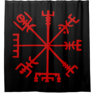 Cortina Para Box Vegvísir Vermelho Sangue (Bússola Viking)