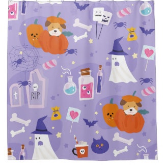 Cortina Para Box veneno de cachorrinho de halloween veneno de abóbo