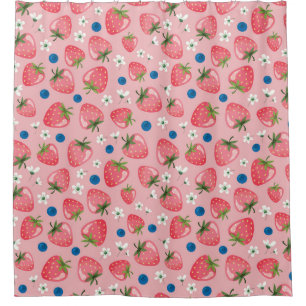 Cortina Para Box Verão de morango, fundo feminino de desenho animad