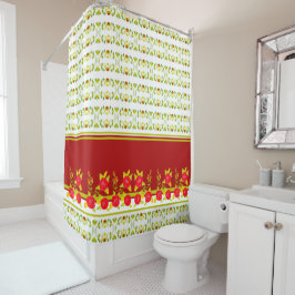 Cortina Para Box Verde limão Dourado e Borgonha