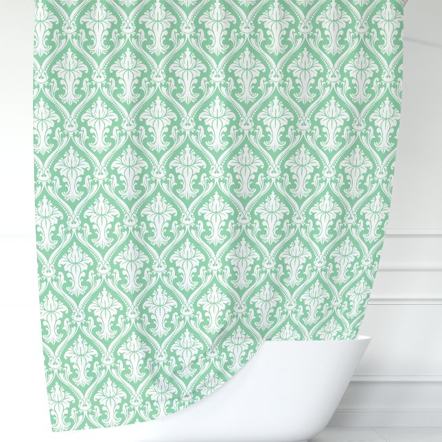 Cortina Para Box Verde Menta e Damasco Branco (Criador carregado)