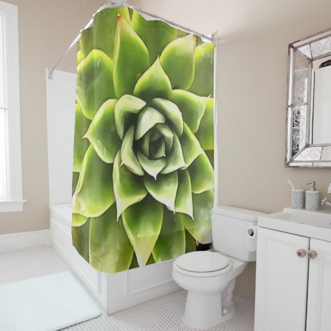 Cortina Para Box Verde Suculta Arte Cactos (In Situ)