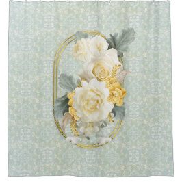 Cortina Para Box Verdes claras, amarelas e brancas, Mandalas