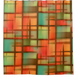 Cortina Para Box Vermelho abstrato moderno do verde azul da xadrez