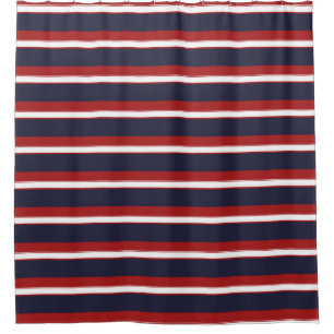 Cortina Para Box Vermelho Branco Listras Azul-Marinho Listrado Náut