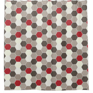 Cortina Para Box Vermelho, Brown, cinza, teste padrão branco do