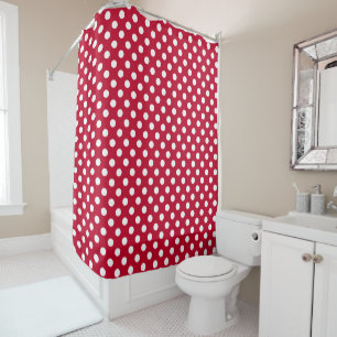 Cortina Para Box Vermelho + Pontos Brancos Polka