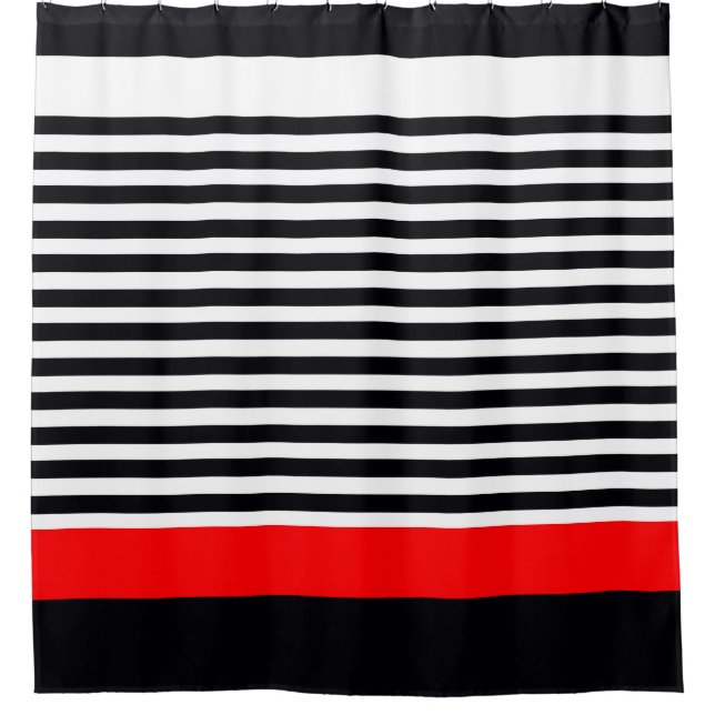 Cortina Para Box Vermelho Vibrante Com Listras (Frente)