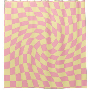 Cortina Para Box Vertical Checkup Retro Checkerboard Cor-de-rosa Do