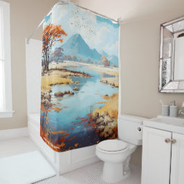 Cortina Para Box Viagem de Ilustração Vintage do Mana Piscina Zimbá