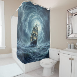 Cortina Para Box Viagem de navio galeão de tempestade oceânica