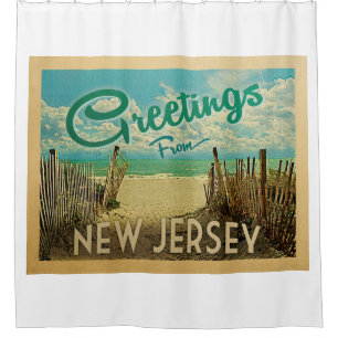 Cortina Para Box Viagens vintage da praia da costa de New-jersey