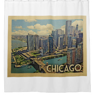 Cortina Para Box Viagens vintage de Chicago Illinois