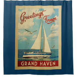 Cortina Para Box Viagens vintage Grand Haven