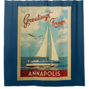 Cortina Para Box Viagens vintage Maryland do veleiro de Annapolis