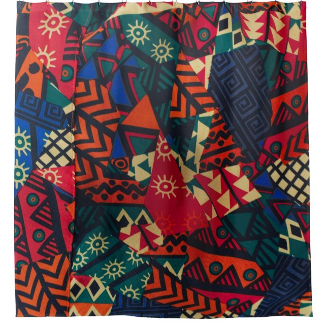 Cortina Para Box Vibrant African Geometric Tribal Abstract Pattern  (Frente)