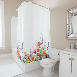 Cortina Para Box Vibrant Colorful Watercolor Wildflowers 