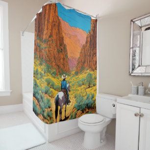 Cortina Para Box Vibrant Cowboy em Serra Estilo Tintin Comic