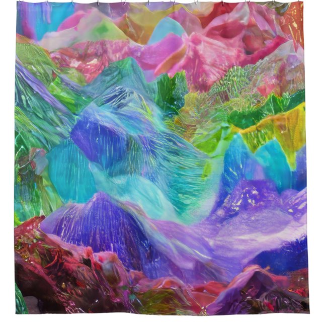 Cortina Para Box Vibrant Crystal Mountain Abstrato (Frente)
