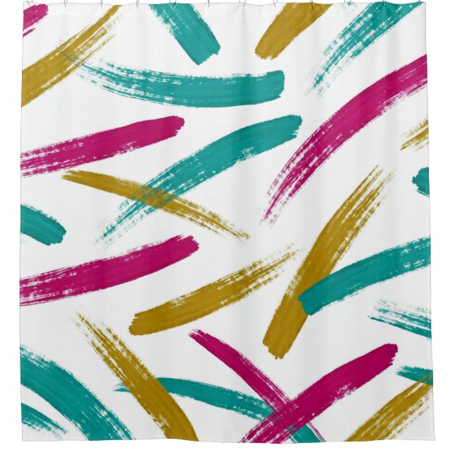 Cortina Para Box Vibrant Strokes,Teal, Magenta & Mustard pattern (Frente)