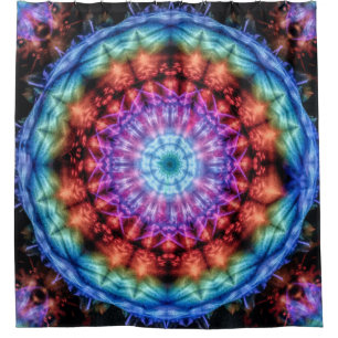 Cortina Para Box Vibrant Tie Dye Kaleidoscope Rainbow Mandala