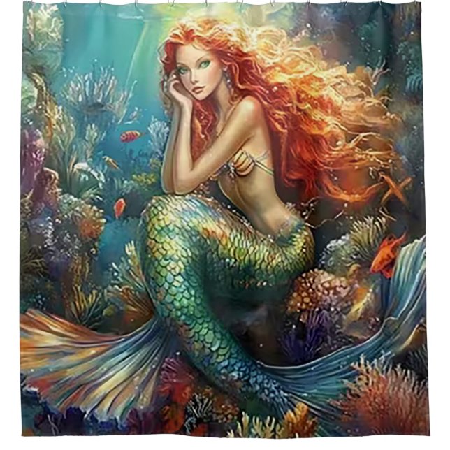 Cortina Para Box Vibrant Underwater Mermaid (Frente)