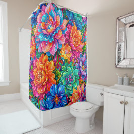 Cortina Para Box Vibrante Paisagem de Sonhos com Flores – Boho Psic