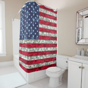 Cortina Para Box Vibrante Vidro-Americano Bandeira Manchada