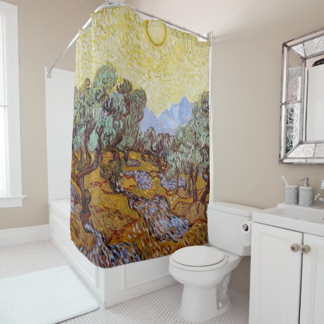 Cortina Para Box Vincent van Gogh - Oliveiras, céu amarelo e sol (In Situ)