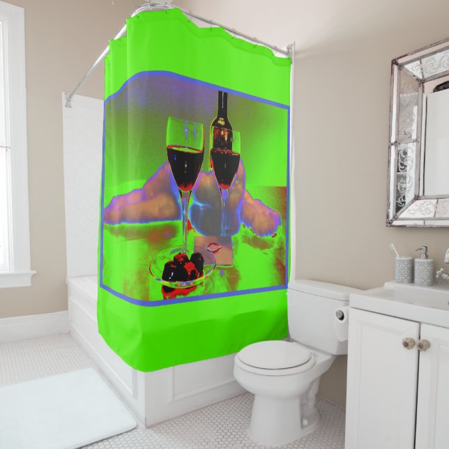 Cortina Para Box Vinho e Chocolate com Beijo Surreal (In Situ)