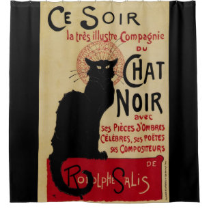 Cortina Para Box Vintage Art Nouveau, Ce Soir Chat Noir Black Cat