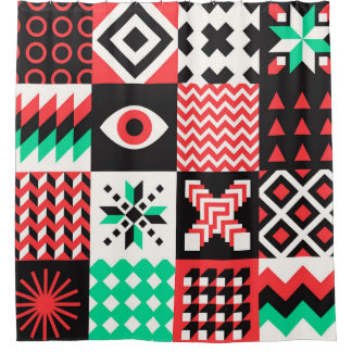 Cortina Para Box Vintage Block Shapes Abstrato Fundo.