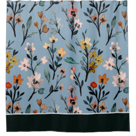 Cortina Para Box Vintage Blooms: Molho Azul Boho Floral