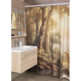 Cortina Para Box Vintage botânica das girafas pelo rio