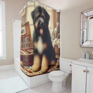 Cortina Para Box Vintage Briard Dog Painting