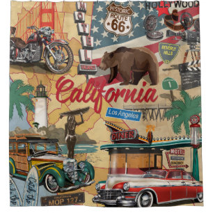 Cortina Para Box Vintage California poster com atrações turísticas