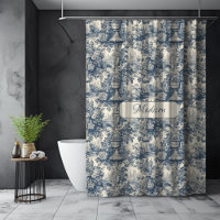 Vintage chic Blue toile de jouy monograma
