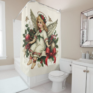 Cortina Para Box Vintage Christmas Angel Shower Curtain