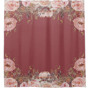 Cortina Para Box Vintage cor-de-água cor rosa, azul, Rosa Dourado