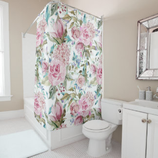 Cortina Para Box Vintage Country Chic Pink Teto Lavanda Floral