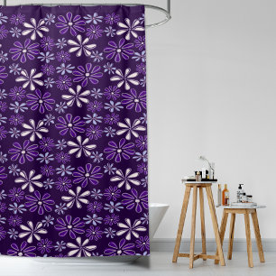 Cortina Para Box Vintage Dark Purple Flower Doodle