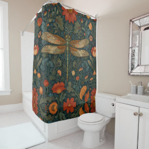 Cortina Para Box Vintage dragonfly orange floral verde-floral boho