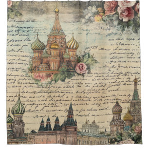 Cortina Para Box Vintage Floral Moscou Trabalho de arte - Script ma