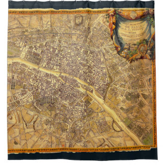 Cortina Para Box Vintage gasto France da borda do mapa 1765 antigos