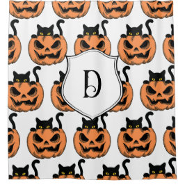 Cortina Para Box Vintage Halloween Cat Spooky Patterno Personalizad