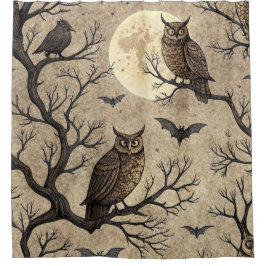 Cortina Para Box Vintage Halloween Owns & Moon